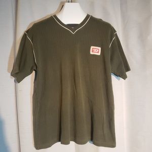 Men's Diesel Vintage V-Neck Olive Green Shirt